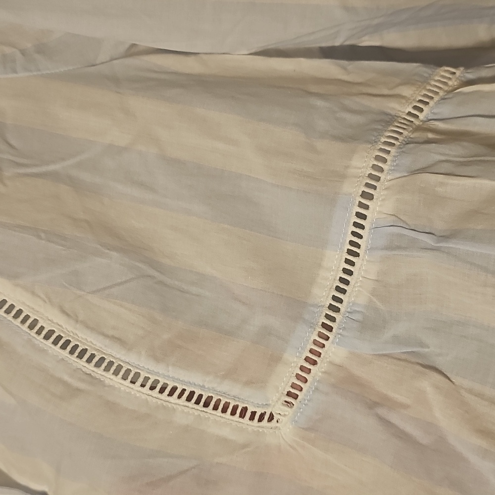 Lane Bryant Blue White Striped Boho Fringe Button-Down Shirt Size 20 - Picture 7 of 9